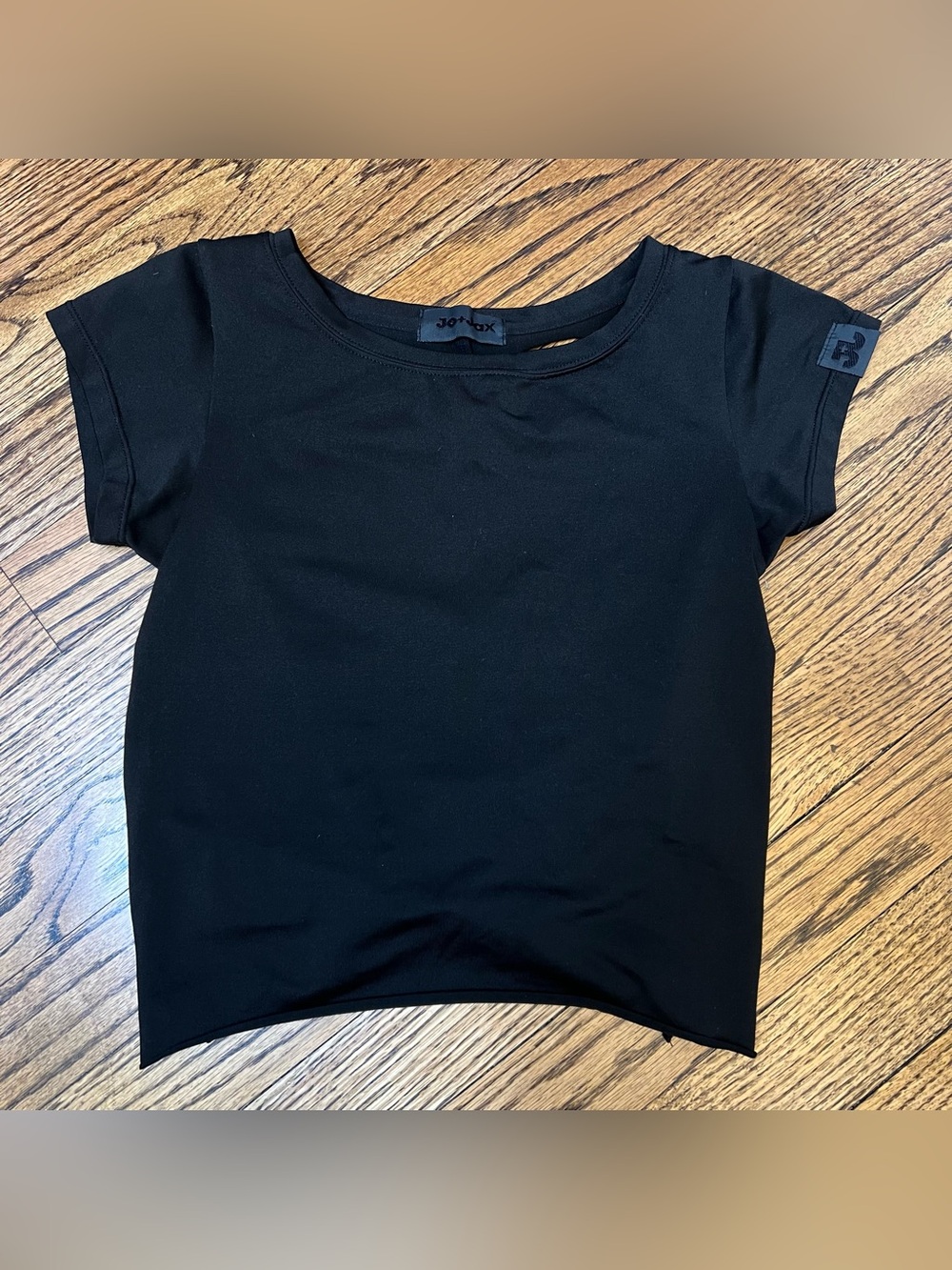 Jo + Jax Youth Medium 8-10 Black Crop Top Cutout Tie Back Open Dancewear Hip Hop